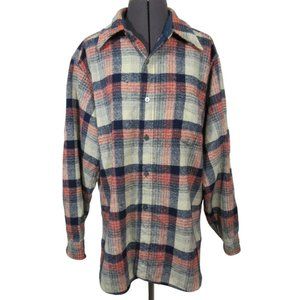 Pendleton 60s 70s vintage‎ men's virgin wool plaid button up shirt L